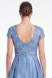 Abito lungo Mother Of the Bride Mother Of the Bride blu a scollo a V con scollo a V e maniche corte