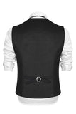 Gilet nero da uomo con bavero con puntiera e petto singolo con perline