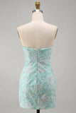 Vestito corto di cocktail a Floreali senza spalline Bodycon Sequin