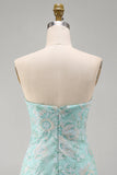 Vestito corto di cocktail a Floreali senza spalline Bodycon Sequin