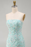 Vestito corto di cocktail a Floreali senza spalline Bodycon Sequin