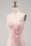 Vestito corto di ritorno a casa con paillettes rosa a pizzo e spallette spallette