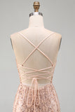 Champagne Bodycon Paillettes, vestito corto di ritorno a casa con pizzo sulla schiena