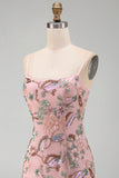 Camino rosa a flore, Bodycon Lace Up Back Out Short Homecoming Abito del Ritorno a Casa con Paillette