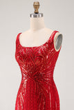 Abito corto di Homecoming in Bodycon Bordeaux scintillante con paillettes scollo quadrato