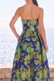 Abito Midi Jacquard senza spalline a fiori rosa