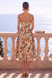 Abito Fiore Jacquard a scollo quadrato albicocca