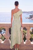Abito floreale asimmetrico verde Jacquard A-Line