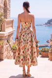 Abito midi floreale arricciata Olive Sweetheart A-Line Jacquard