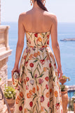 Abito midi floreale arricciata Olive Sweetheart A-Line Jacquard