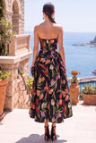 Abito midi floreale arricciata Olive Sweetheart A-Line Jacquard