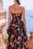 Abito midi floreale arricciata Olive Sweetheart A-Line Jacquard