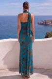 Abito Maxi Floreale Arancione Sirena con una sola spalla