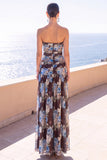 Abito floreale Maxi in chiffon a linea A senza spalline