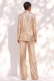 Champagne Paillettes pantaloni scialle baver lunghi abiti da donna