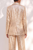 Champagne Paillettes pantaloni scialle baver lunghi abiti da donna