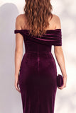 Abito cocktail midi di velluto Bodycon Bordeaux