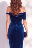 Abito cocktail midi di velluto Bodycon Bordeaux