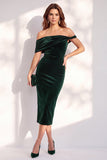 Abito cocktail midi di velluto Bodycon Bordeaux
