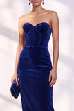Vestito di velluto senza spalline Corsetto borgogna