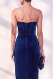 Vestito di velluto senza spalline Corsetto borgogna