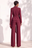 Pantaloni marroni con scialle maniche lunghe fascia da donna