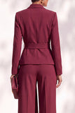 Pantaloni marroni con scialle maniche lunghe fascia da donna