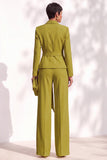 Pantaloni marroni con scialle maniche lunghe fascia da donna