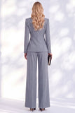 Pantaloni blu Berlino con scollo a V e lunghi completi da donna arricciata
