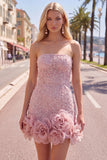Abito di cocktail con perle blu bodycon senza spalline con fiori 3D