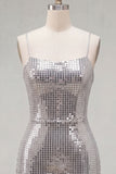 Vestito corto di ritorno a casa con spalline rosse scintillanti con spalline scorta e paillettes corse