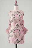 Abito di cocktail a Fine Rosa Verde Bodycon Bateau con fiocco grande