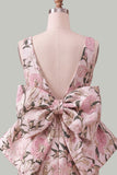 Abito di cocktail a Fine Rosa Verde Bodycon Bateau con fiocco grande