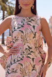 Abito di cocktail a Fine Rosa Verde Bodycon Bateau con fiocco grande