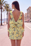 Abito di cocktail a Fine Rosa Verde Bodycon Bateau con fiocco grande