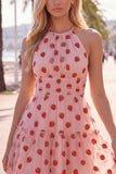Abito corto di homecoming con scollo rosa a fila rosa con scollo a scollo a scollo con volant