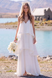 Abito da sposa Maxi Elopement bianco scollo a V e a livelli