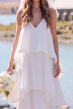 Abito da sposa Maxi Elopement bianco scollo a V e a livelli