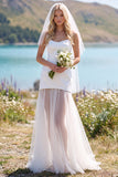 Abito da sposa bianco senza spalline in tulle Maxi Elopement