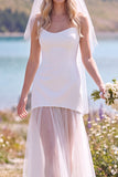 Abito da sposa bianco senza spalline in tulle Maxi Elopement