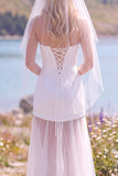 Abito da sposa bianco senza spalline in tulle Maxi Elopement