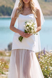 Abito da sposa bianco senza spalline in tulle Maxi Elopement