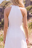Abito da sposa corto elopement bianco a traguardo alto con fiore 3D