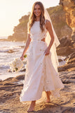 Abito da sposa Maxi Elopement con scol a collo rotondo a scollo a linea a A con ritaglio applicate