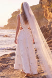 Abito da sposa Maxi Elopement con scol a collo rotondo a scollo a linea a A con ritaglio applicate