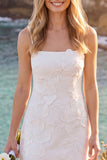 Abito da sposa corto da sposa bianco con scollo quadrato applicato
