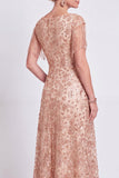 Abito polveroso Rose A-Line collo a V con frangie