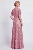 Abito polveroso Rose A-Line collo a V con frangie