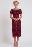 Abito Bodycon Midi Color Mother of the Bride con Spiga Nero Scintillante a Colletto Rotondo