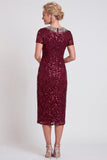 Abito Bodycon Midi Color Mother of the Bride con Spiga Nero Scintillante a Colletto Rotondo
